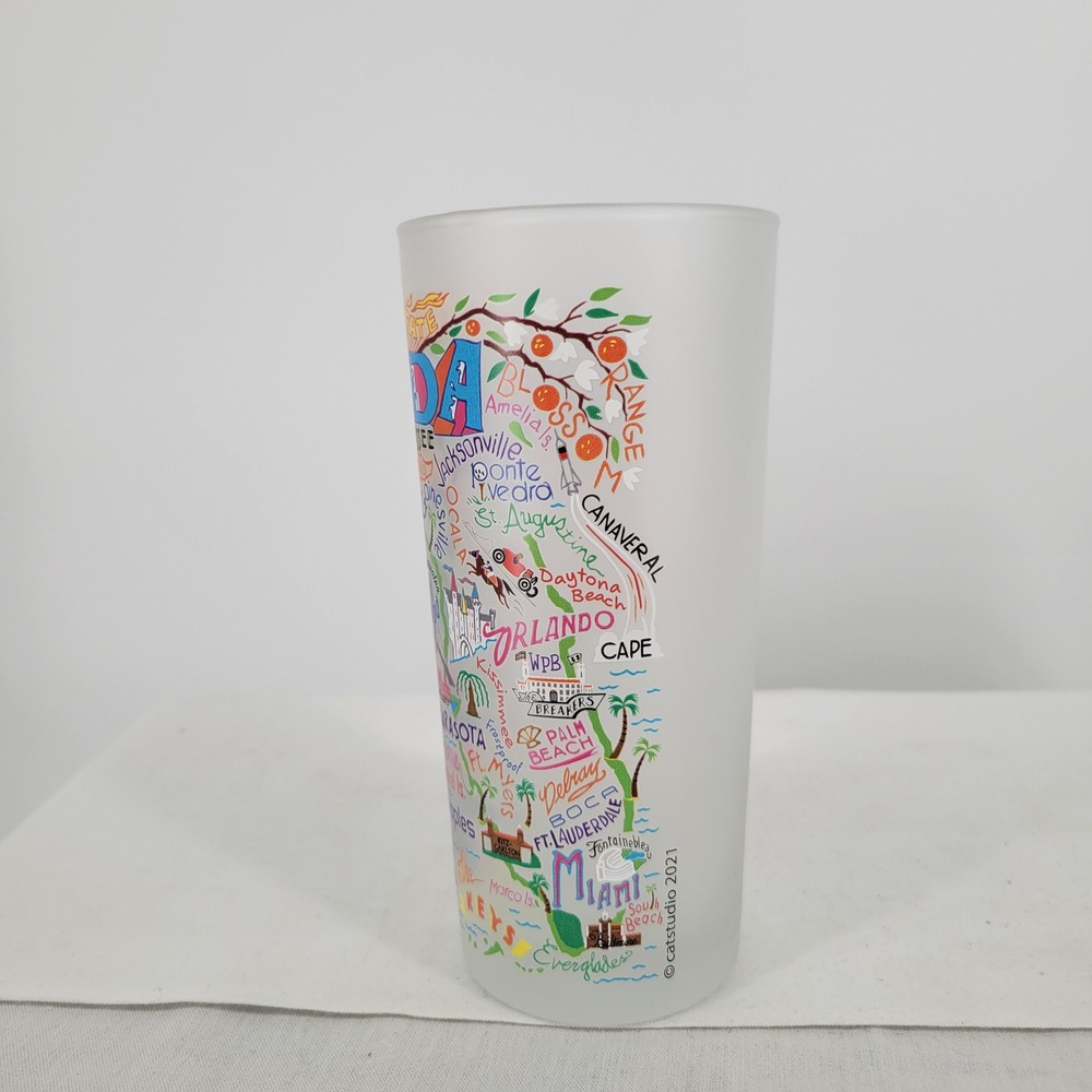 Catstudio Georgia & Florida Frosted Drinking Glasses 15oz Geography Collection - Picture 11 of 11